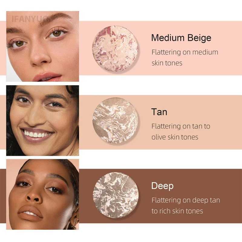 Marble Baked Makeup Setting Powder Luminous Finish Medium Conceal Foundation Highlight Oil-control Pressed Powder Makeup BaseXJ250224