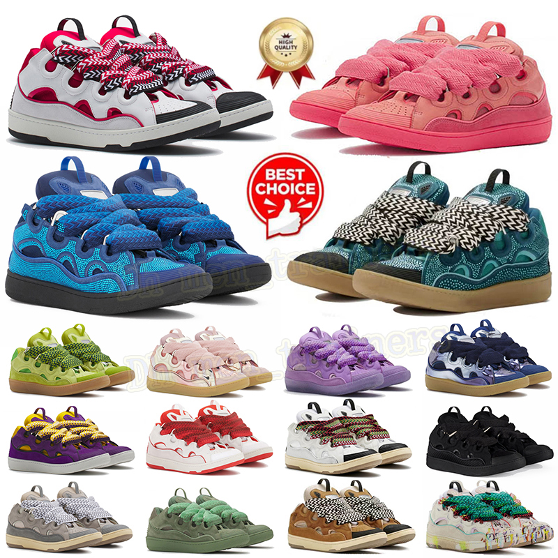 Luxury Loafers Curb Sneakers Designer Shoe Womens Fashion Calfskin Embossed Leopard Graffiti Plate-forme Bottoms Lace-up Mens Trainers Vintage Tennis 35-46