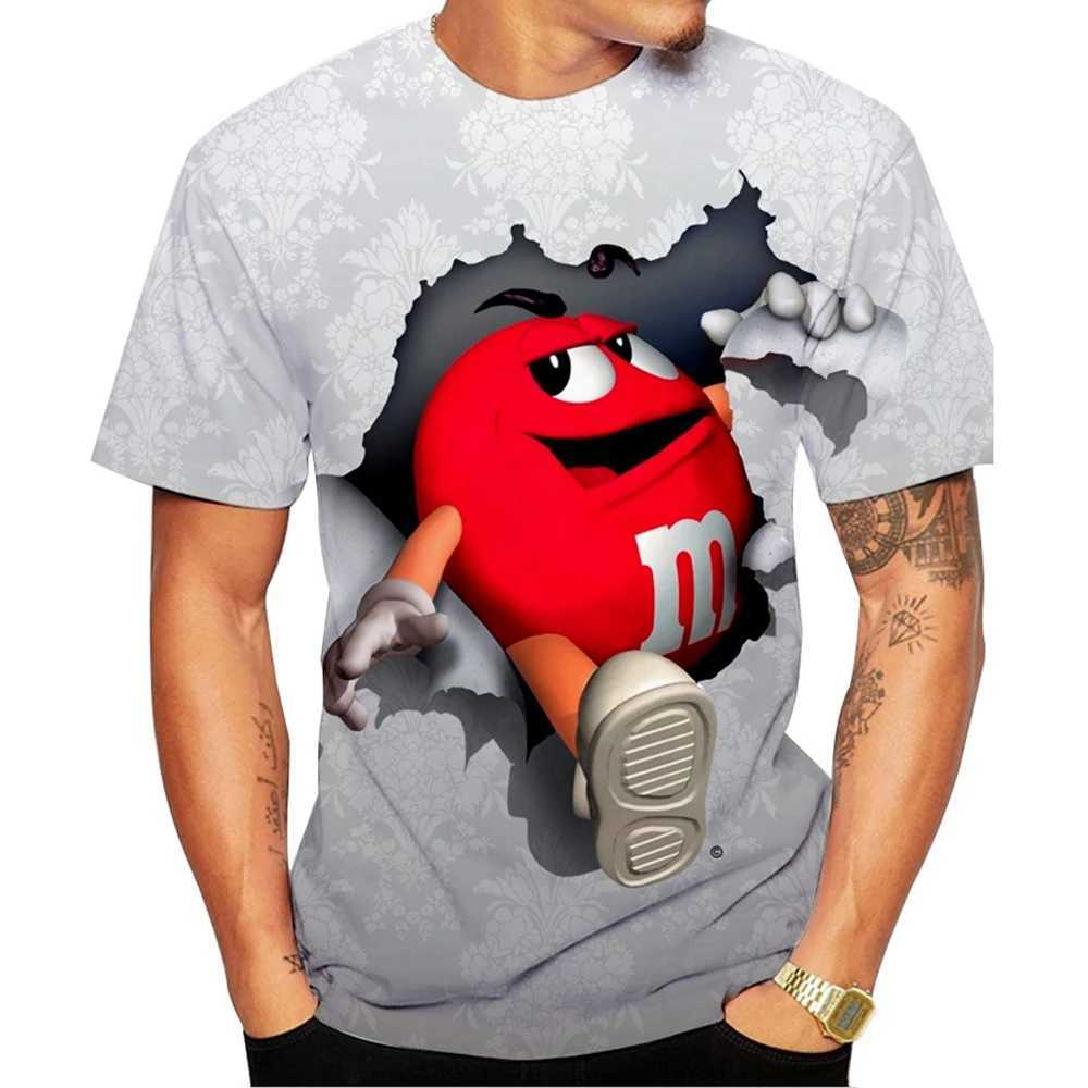 Fun snacks M M beans fashionable and personalized 3D printed mens T-shirt W250224