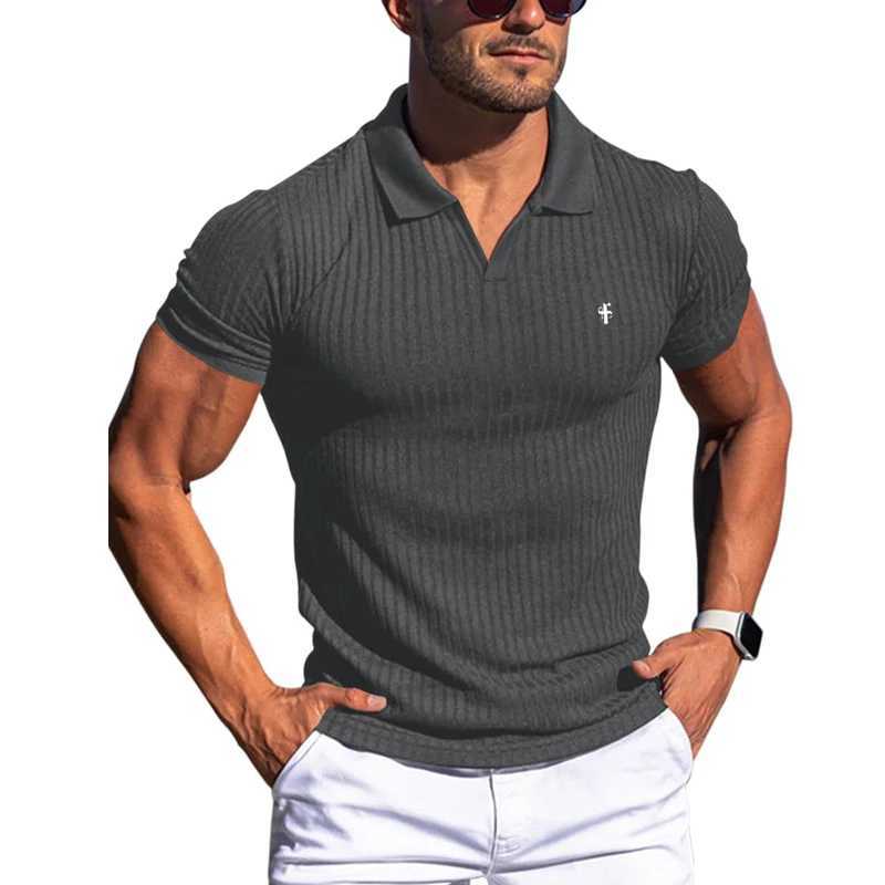 FATHER SONS Mens POLO Shirt Quick Drying Breathable Stretch V-Neck T-Shirt Summer Sports Fitness Turn Down Collar Short Sleeves T250604