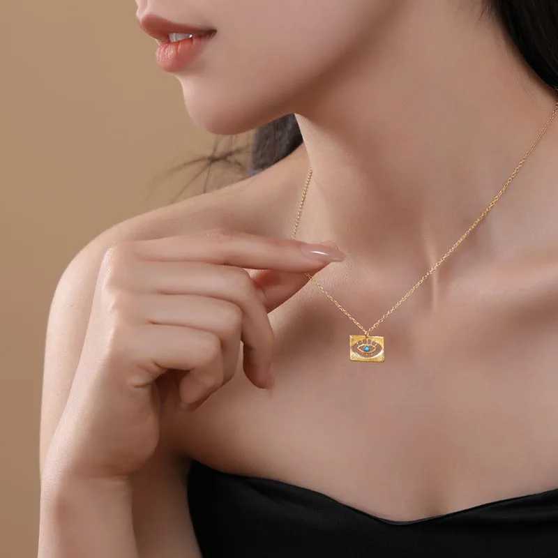 925 Sterling Silver Turquoise Devils Eye Pendant Necklace Hip Hop Party Creative Jewelry Bohen New Trend Collarbone Chain X250224