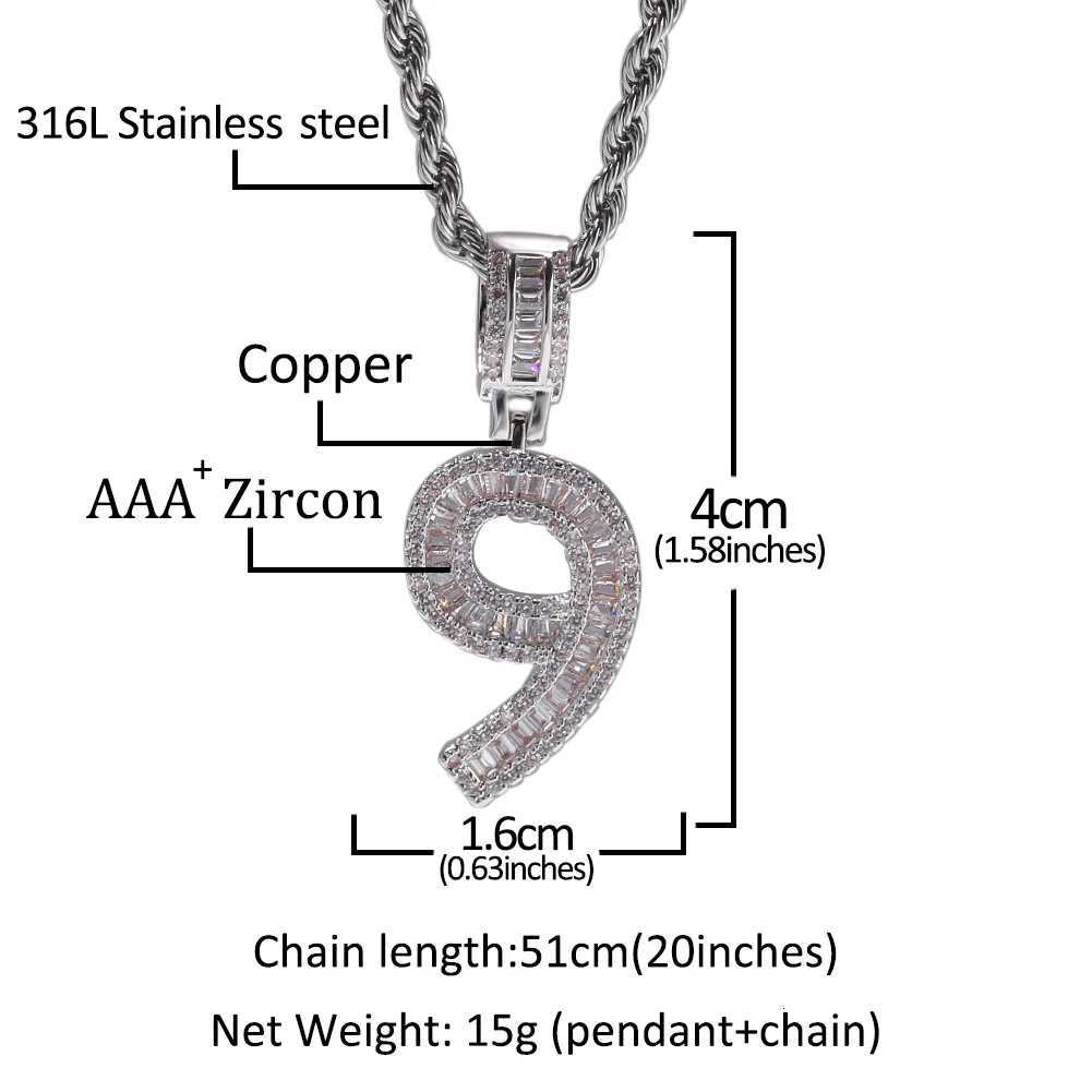 UWIN baguettecz Numbers Chain Necklaces Pendant Rope/Cuban Chain For Men Wen Fl d Out Cubic Zircon Hiphop Jewelry X250224