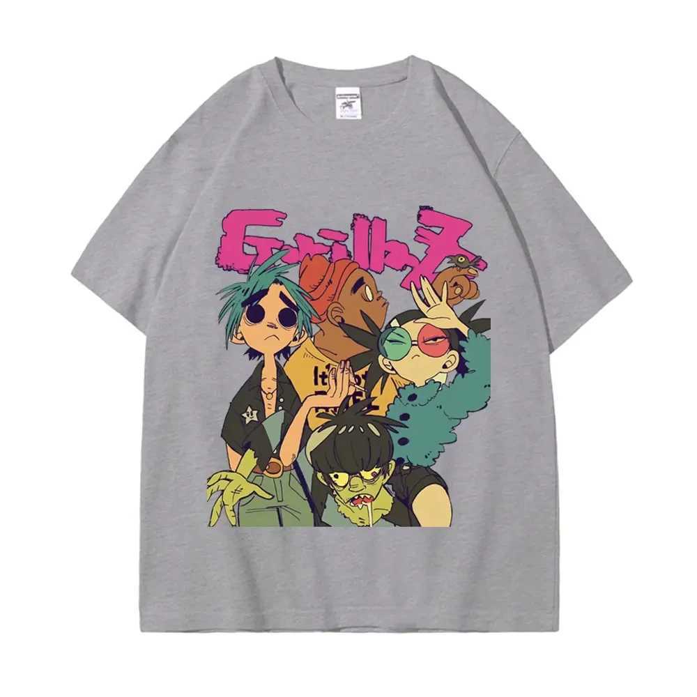 Trend Band Gorillaz Printed T Shirts Men Women The High Street Fashion Oversized T-shirts Gothic Hip Hop Short Sleeve T-shirt W250224