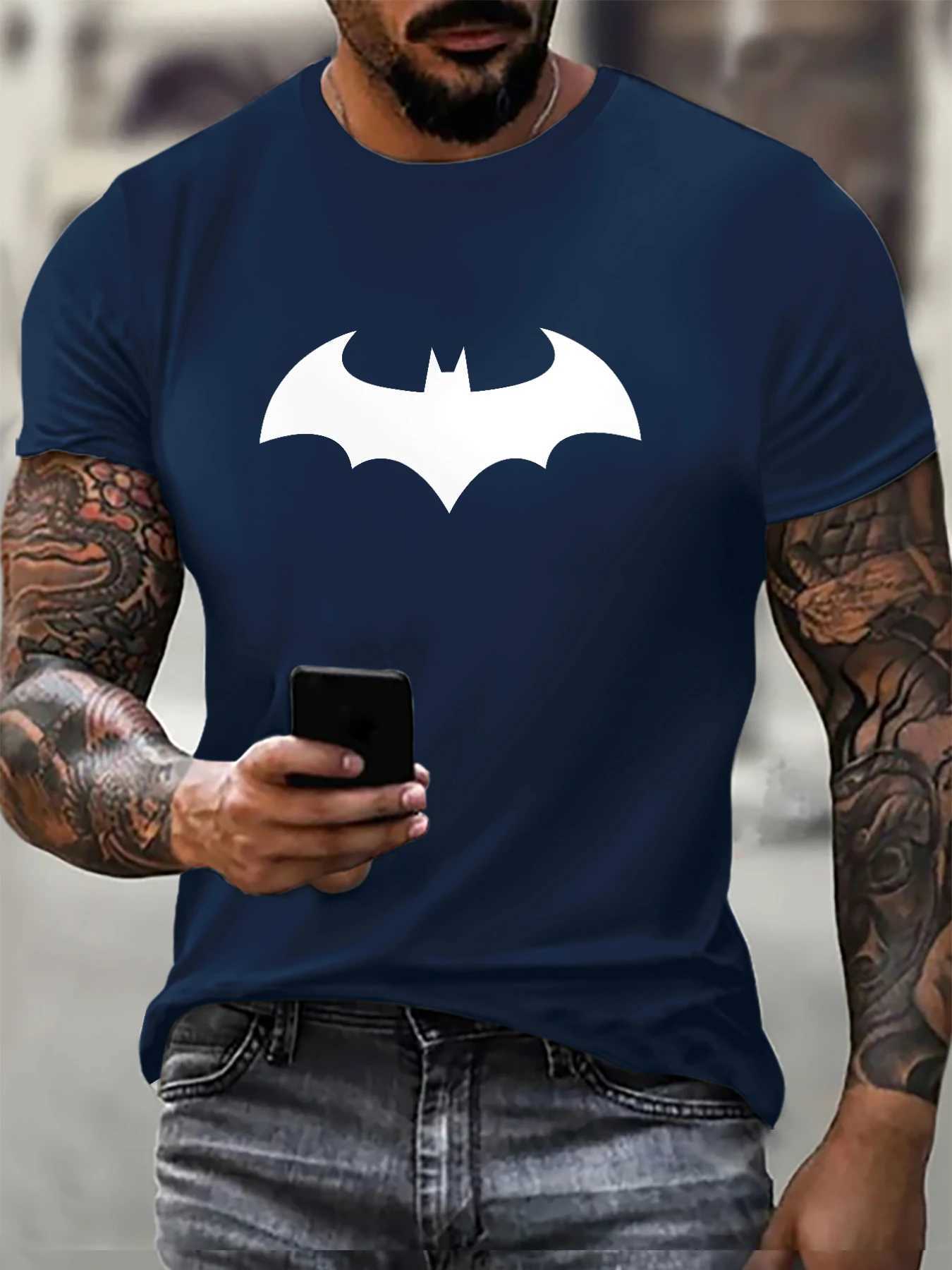 Fashion Bat Pattern Mens T-shirt Summer Short Sleeve Outdoor Street 3D Printed Hip Hop T-shirt 6XL Plus Size Casual Top W250224