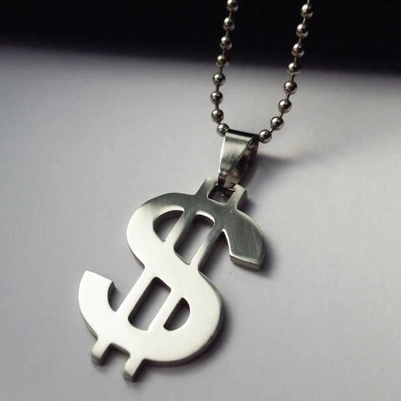 Stainless steel necklace dollar sign currency style pendant necklace fashionable used as a gift for girls at jewelry parties X250224