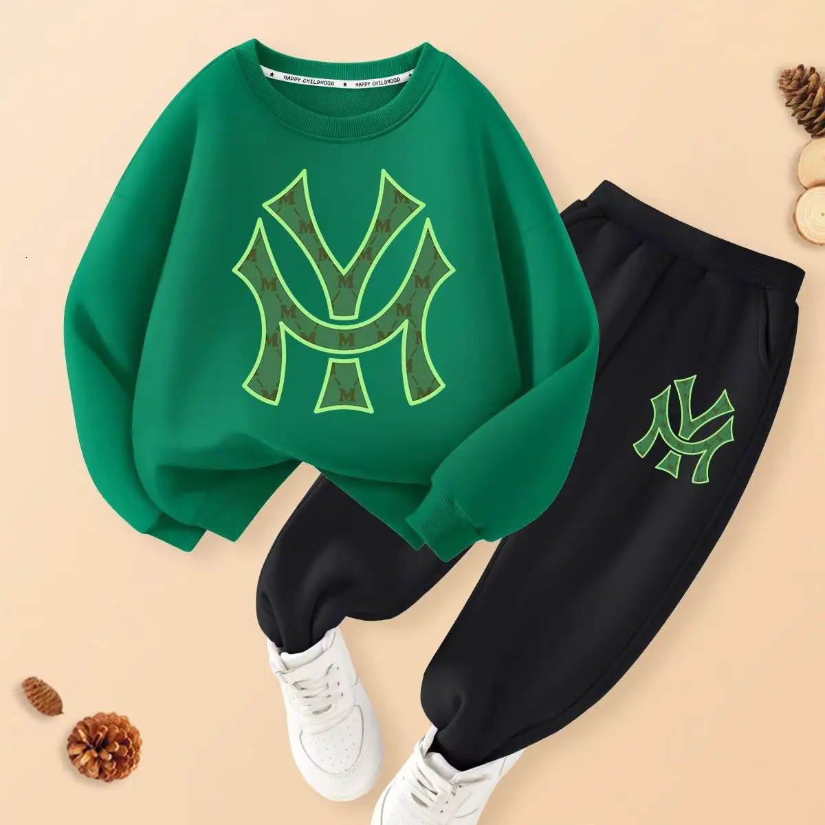 Autumn Baby Girls Clothes Set Kid Boy Cartoon Printed Sweatshirt Pullover And Pants 2pcs Suit Children Top Bottom Tracksuit 250224