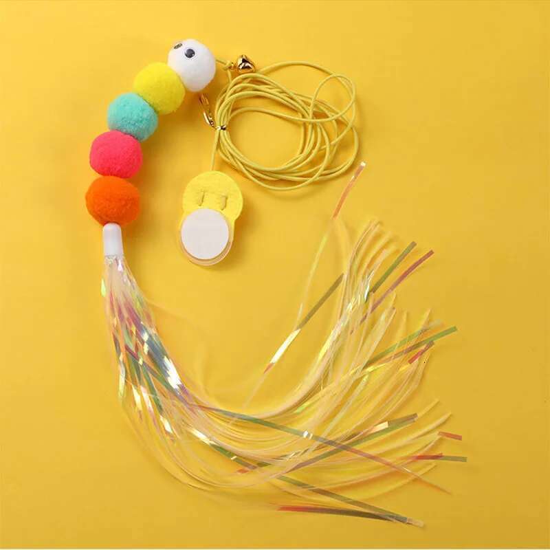 Pet Cat Toys Funny Kitten Self -hi Elastic Rope Dragoy Shape Feather Bell Teasing Stick Hanging Swing Thousands