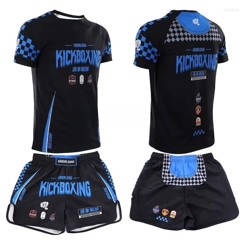 Mens Tracksuits Muay Thai Shorts and Shirt Set - Multi-Color Cage Fighting Kickboxing Boxing Gym Training Uniform football tracksuit