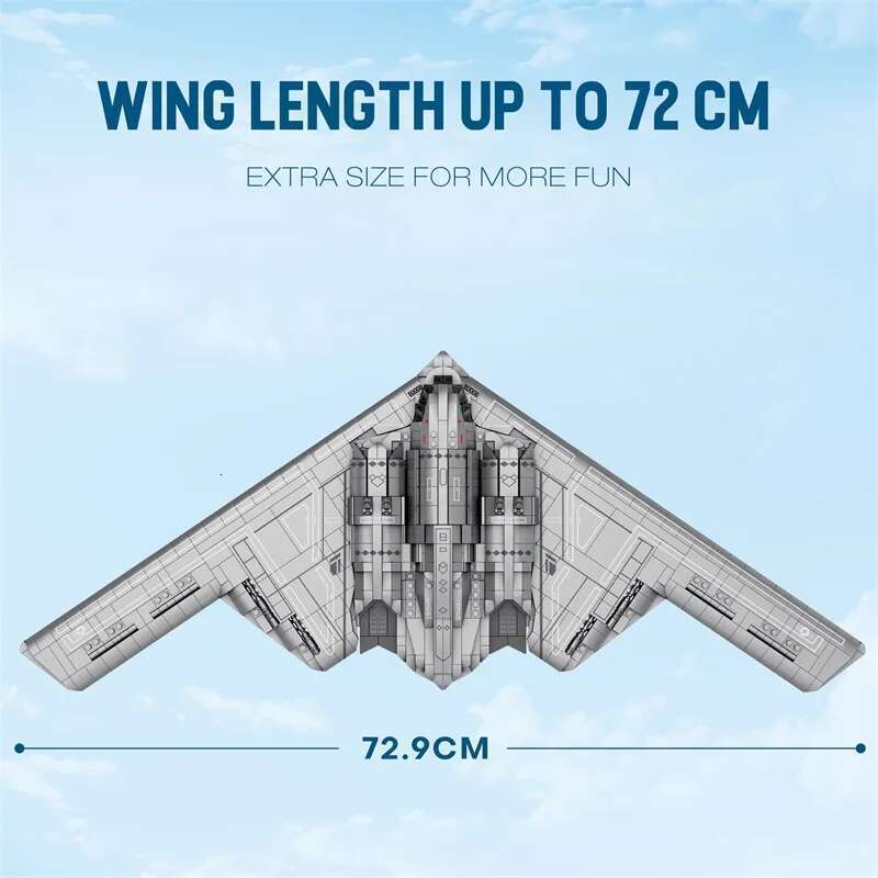 Military Technical USA B2 Stealth Ghost Bomber Fighter Building Blocks World War WW2 Specia Missile Model Bricks Kids Toys - view 6