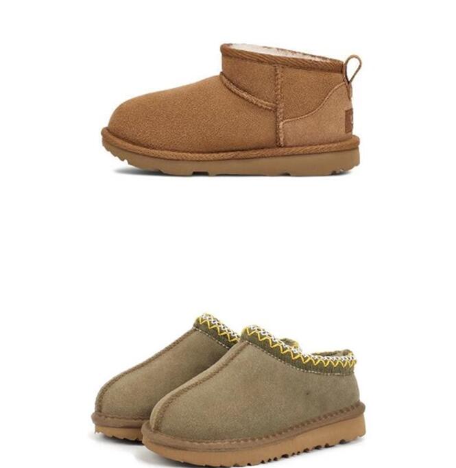 Kids Toddler Tasman slippers Boot Baby Boots Chestnut Fur Slides Sheepskin Shearling Classic Ultra Boy Girls Mini Boot Winter Mustard Seed Mules Slip-on Wool shoes