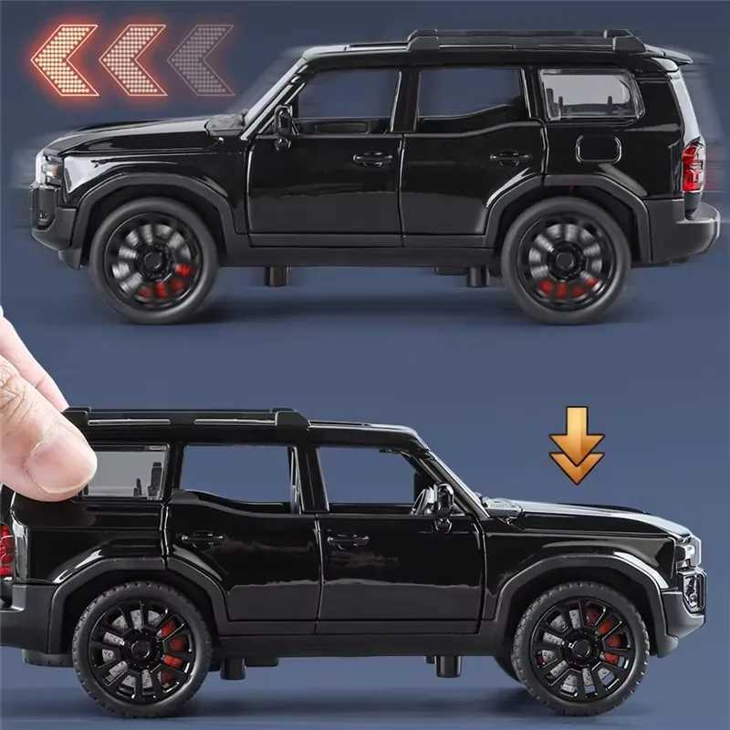 1/32 2024 Prado Land Cruiser Alloy Die Casting Metal Off road Model Car Sound and Light Childrens Toy Gift Free shipping
