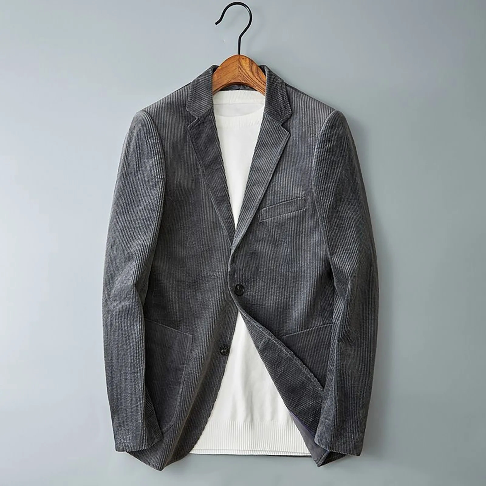 Mens Long Sleeve Leisure Button Suit Jacket Corduroy Slim Fit Lapel Suit Formal Dress For Wedding Banquet Business Occasion 250222