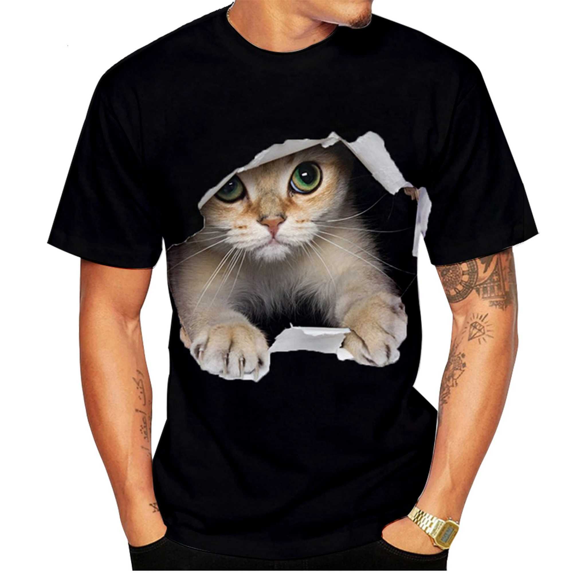New Fashion Cute Cat 3D Printing T-Shirt Mens Ladies Summer Casual Short Sleeve Round Neck Shirt Top W250224