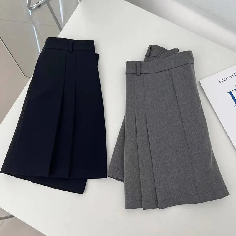Lucyever Preppy Style A-Line Skirt for Women Summer High Waist Black Gray Pleated Skirts Female Casual Student Mini Skirts 250224