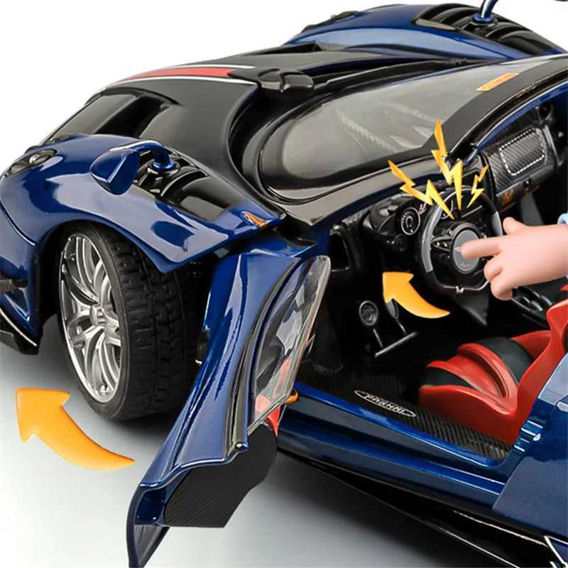 New 1/18 Pagani Huayra BC Alloy Sports Car Model Diecast Metal Racing Car Vehicle Model Sound and Light Simulation Kids Toy Gift Z250224