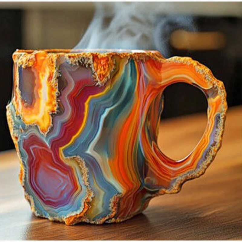 New Imitation Mineral Crystal Coffee Mug Simulation Mineral Crystal Resin Coffee Cups Stylish Water Cup Birthday Christmas GiftsC250224