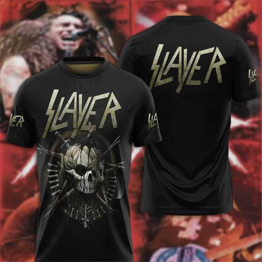 Popular Metal Rock Band Slayer 3D Print T-shirts Mens Hip Hop Style Street TShirt Fashion Short Sleeve Top Oversized Streetwear W250224