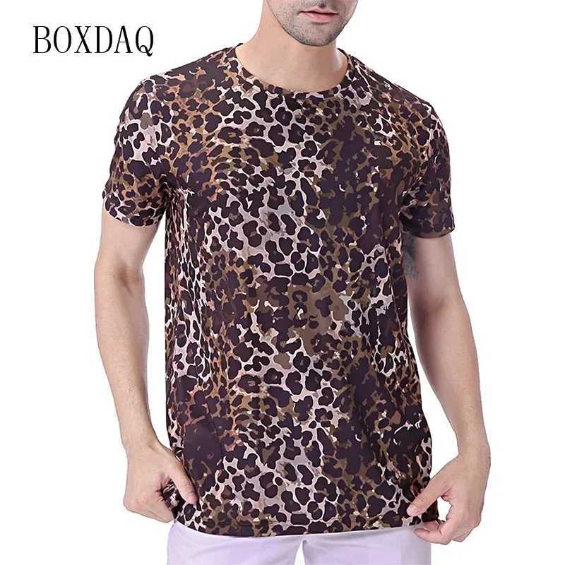 Leopard mens fashion T-shirt short sleeved street clothing 3D printing trend T-shirt 6XL plus size mens clothing O-neck casual top T-shirt W250224