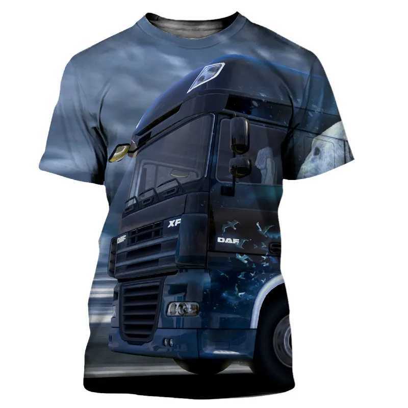 Summer Mens and Womens 3D Printing Couples Street Heavy Truck Fashion and Comfortable Casual T-shirt W250224