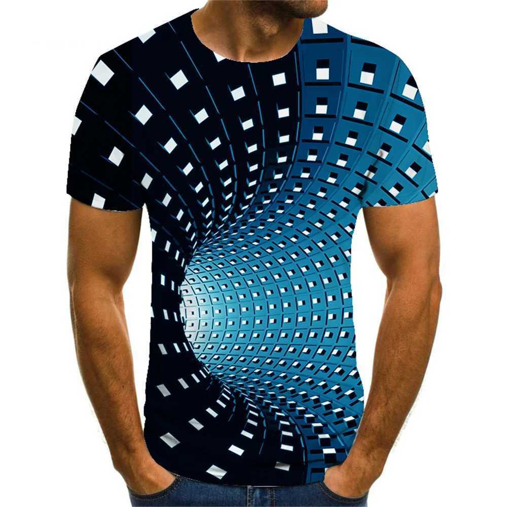 Mens T Shirt Optical Illusion Crew Neck Round Neck 3D Print Plus Size Casual Short Sleeve Clothing Apparel Vintage Streetwear W250224