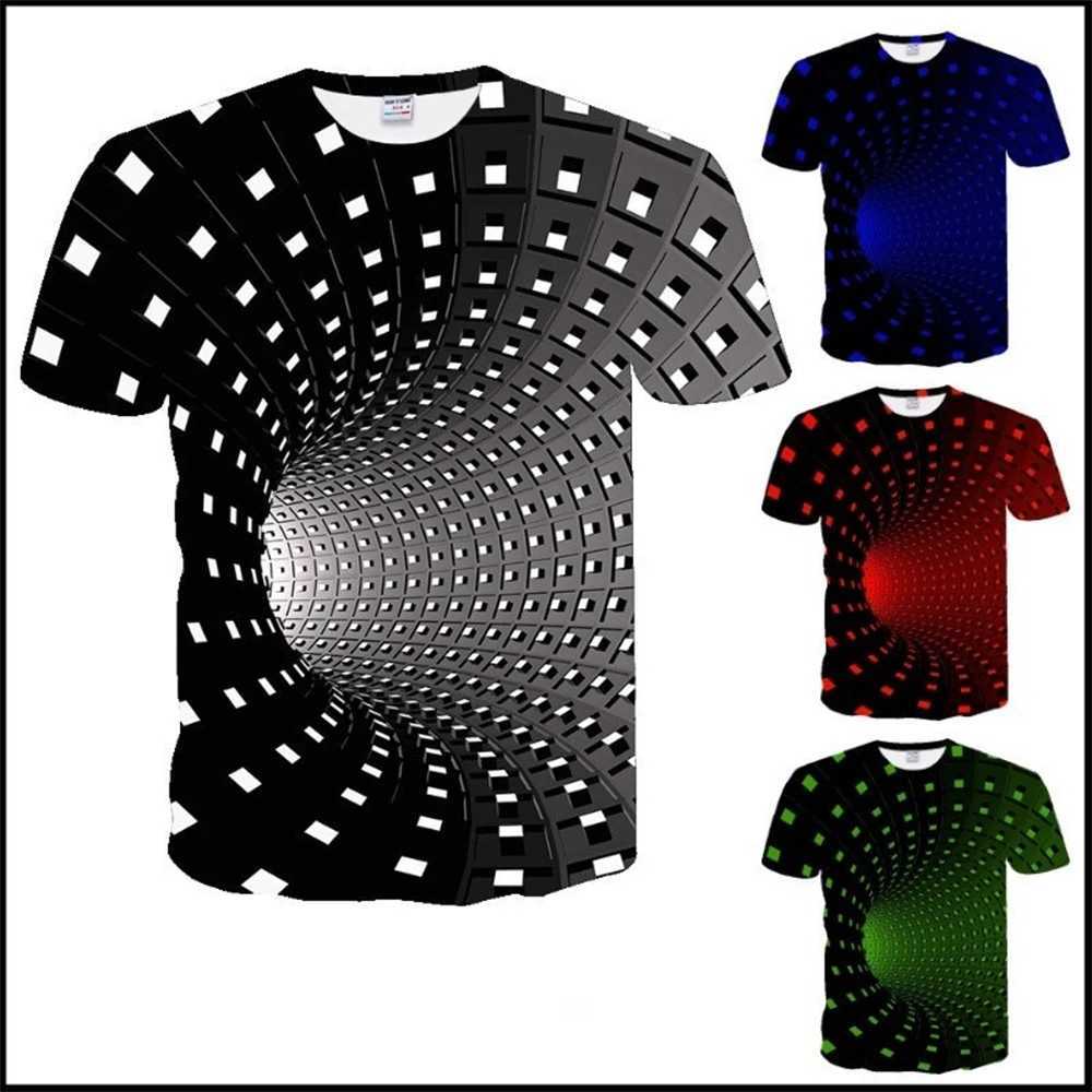 Summer mens fashion trend vortex short sleeved T-shirt casual 3D printed vortex printed pattern T-shirt short sleeved top W250224