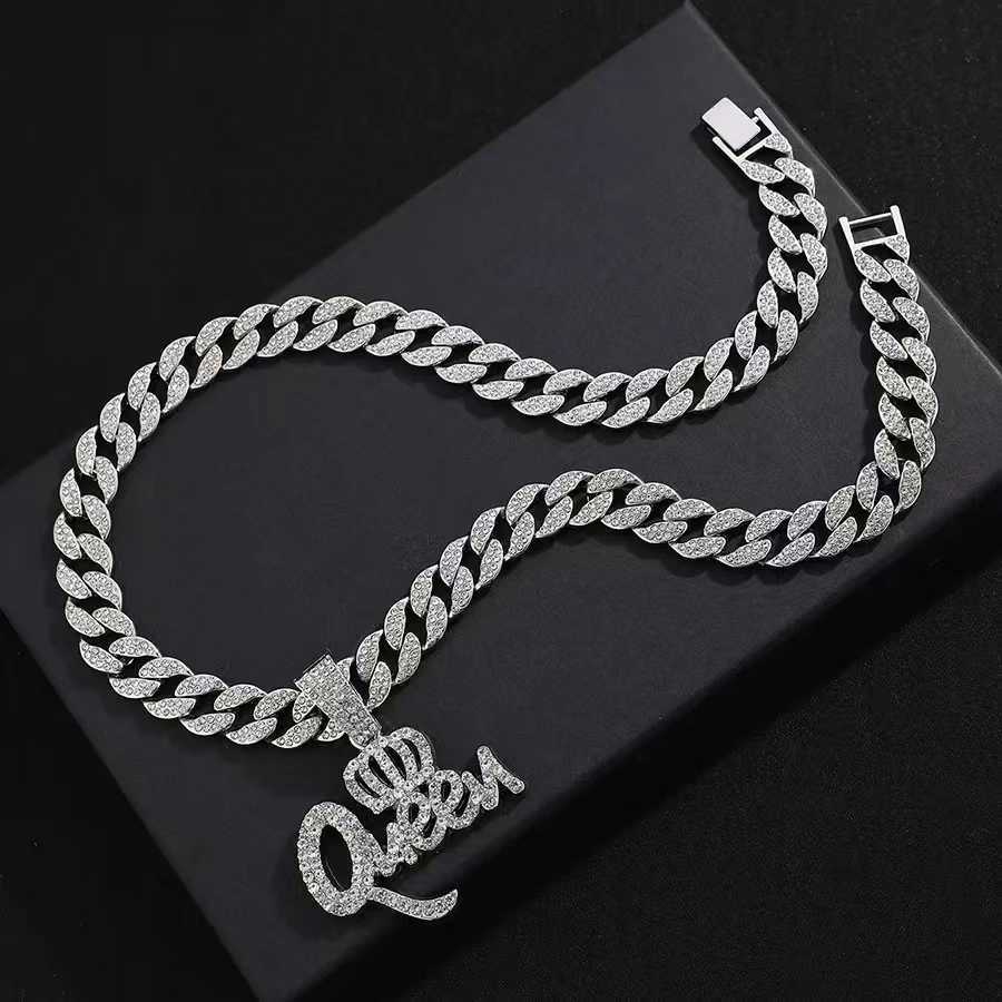 Hip Hop Alloy Fl Diamond Crown Pendant Mens Cuban Chain Jewelry X250224