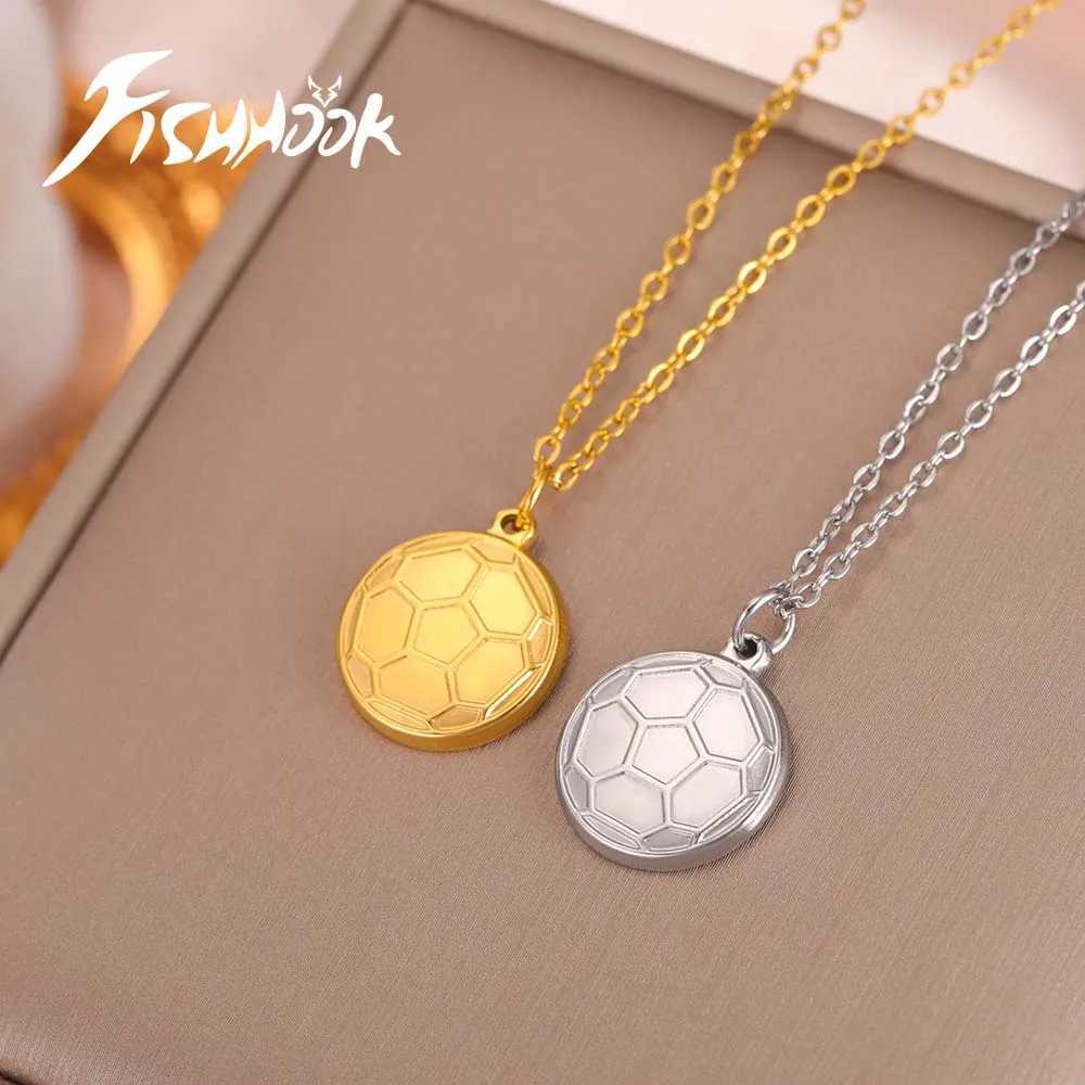 Fishhook Soccer Football Necklace for Men Wan Kid Child Boy Ball Sports Gold Color Stainless Steel Pendant Luxury Gift Jewelry X250224