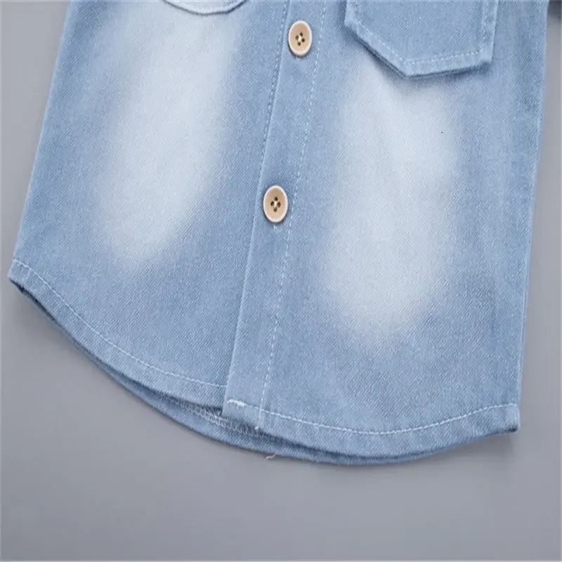 Summer Baby Boys Denim Clothing Children Casual Short Sleeve Shirt Shorts 2Pcs/Set Kids Sportswear Toddler Fashion Wear 250224
