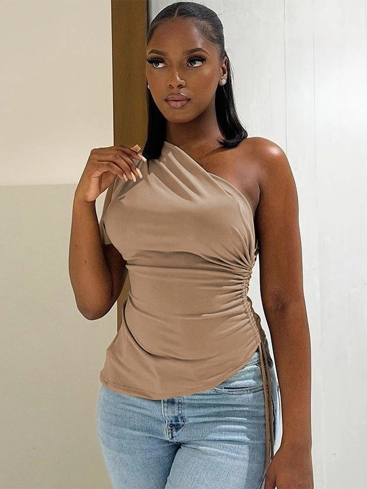 Trendix Irregular Off Shoulder Tops Women 2025 Spring Bodycon Solid Sleeveless Tank Top Femme Vintage Slim Basic Vacation Shirts 250224