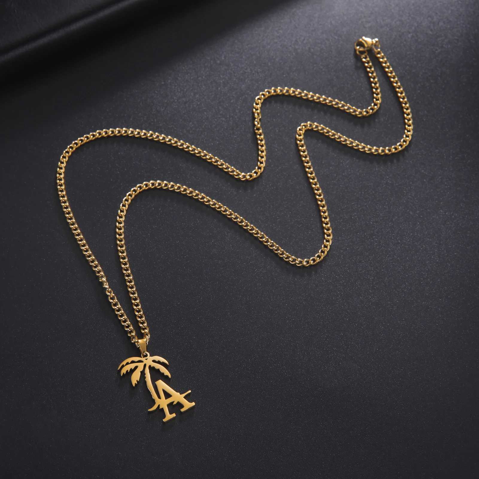 Unift LA Beach Palm Tree Necklace Stainless Steel Summer Necklace Suitable for Wen Girls Fashion Bridesmaids Jewelry Travel Holiday Gifts X250224