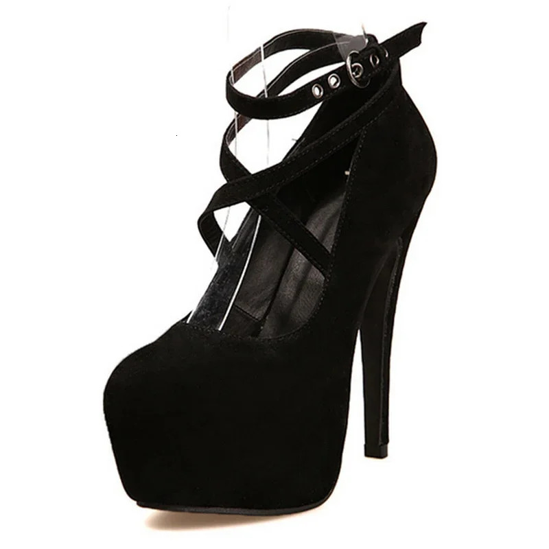 Shoes Woman Pumps Crosstied Ankle Strap Wedding Party Shoes Platform Dress Women Shoes High Heels Suede Ladies Shoes Plus Size7 250218