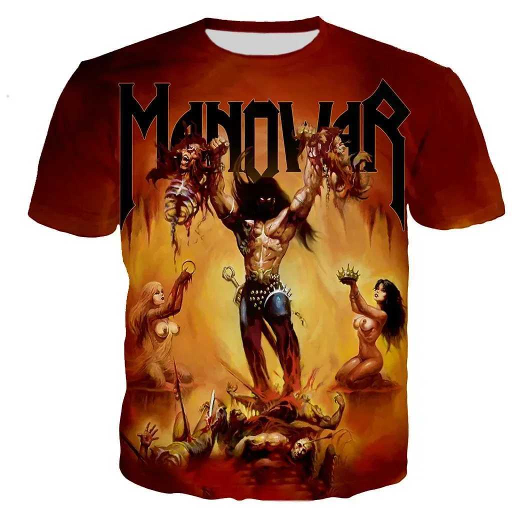 Fashion Manowar T-shirt 3D printed mens short sleeved O-neck T-shirt hip-hop street casual top unisex clothing W250224