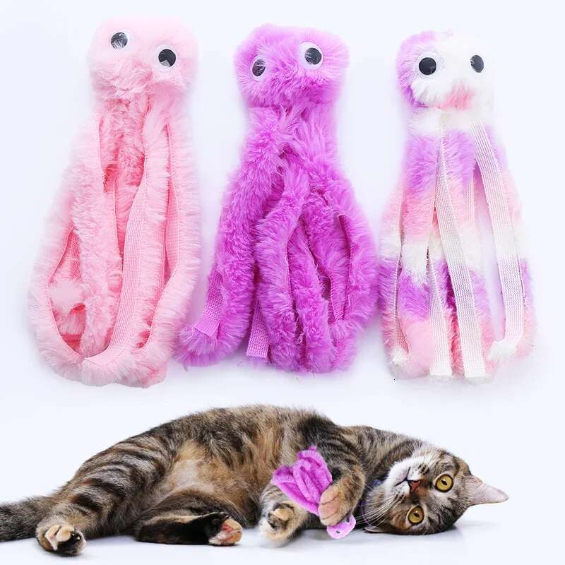 Cute Plush Toy Bite Resistant Teeth Interactive Play Pet Supplies Cat Dog Toys Octopus