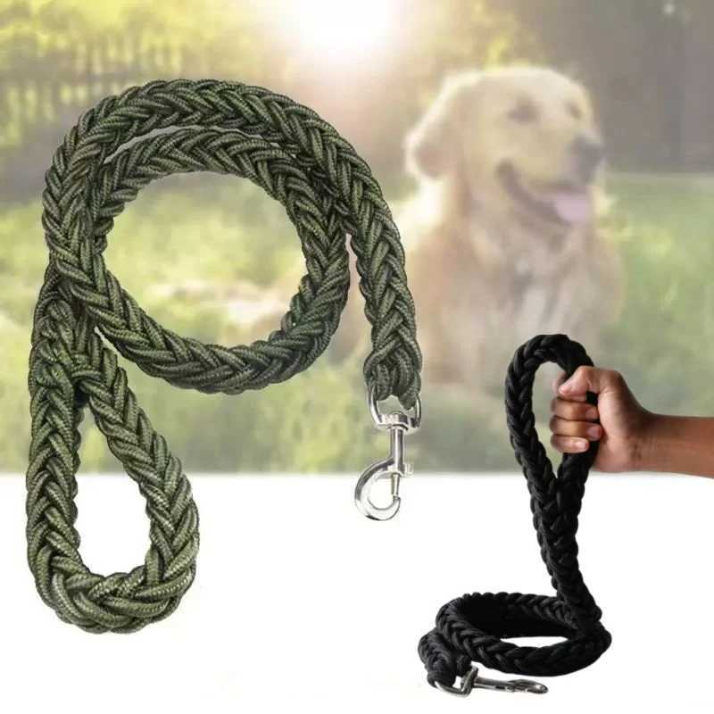 Large Dog Leash Nylon Braided Traction Rope Pet Walking Thick Hand Rope For Bulldog Rottweiler Hound Dogs Accessories Y250704