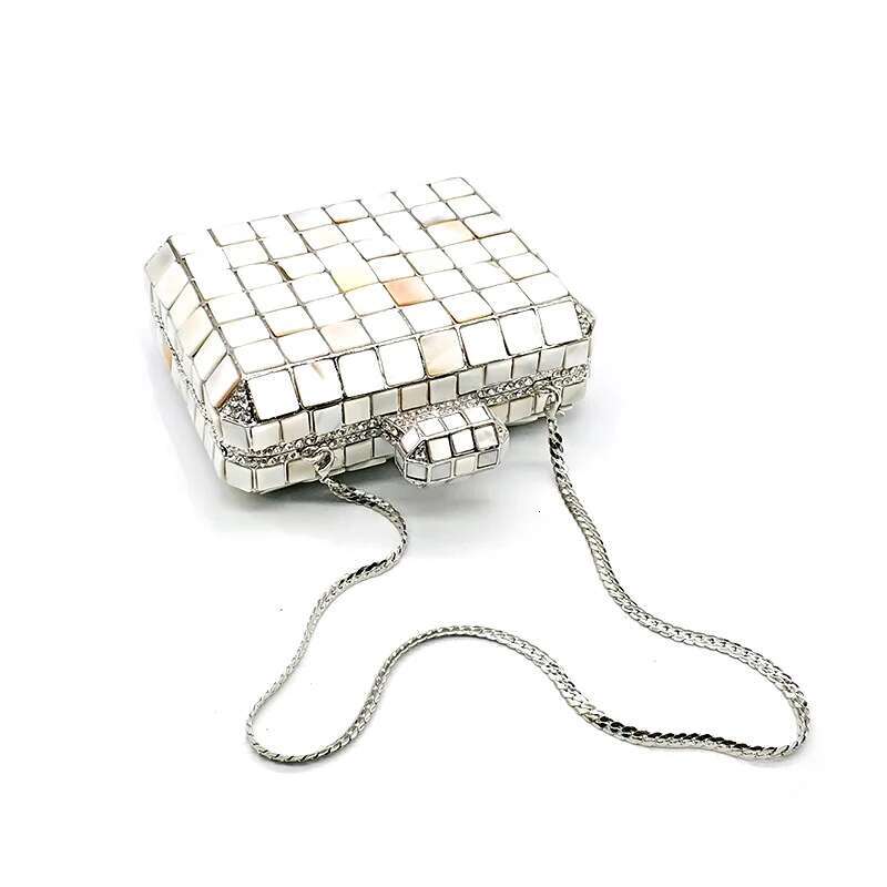 Elegant Traditional Bridal Wedding Party Rhie Purses Women Evening Clutches Classical Square Shell Crystal Bag
