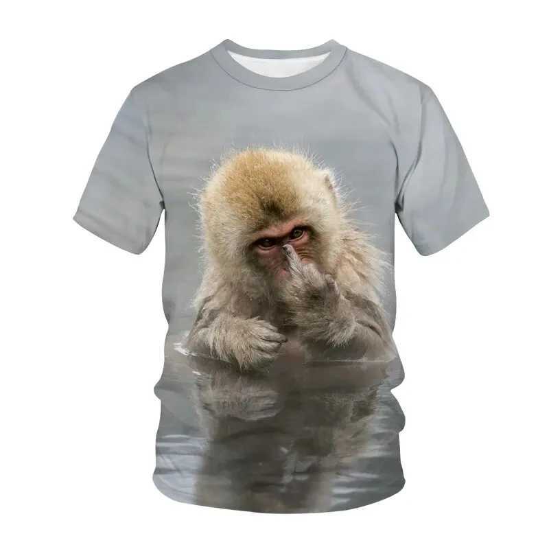 Printed Mens T-shirt Funny Monkey Fashion Trend Harajuku Animal Top Summer Leisure O-Neck Short Sleeve Plus Size Mens Street F W250224