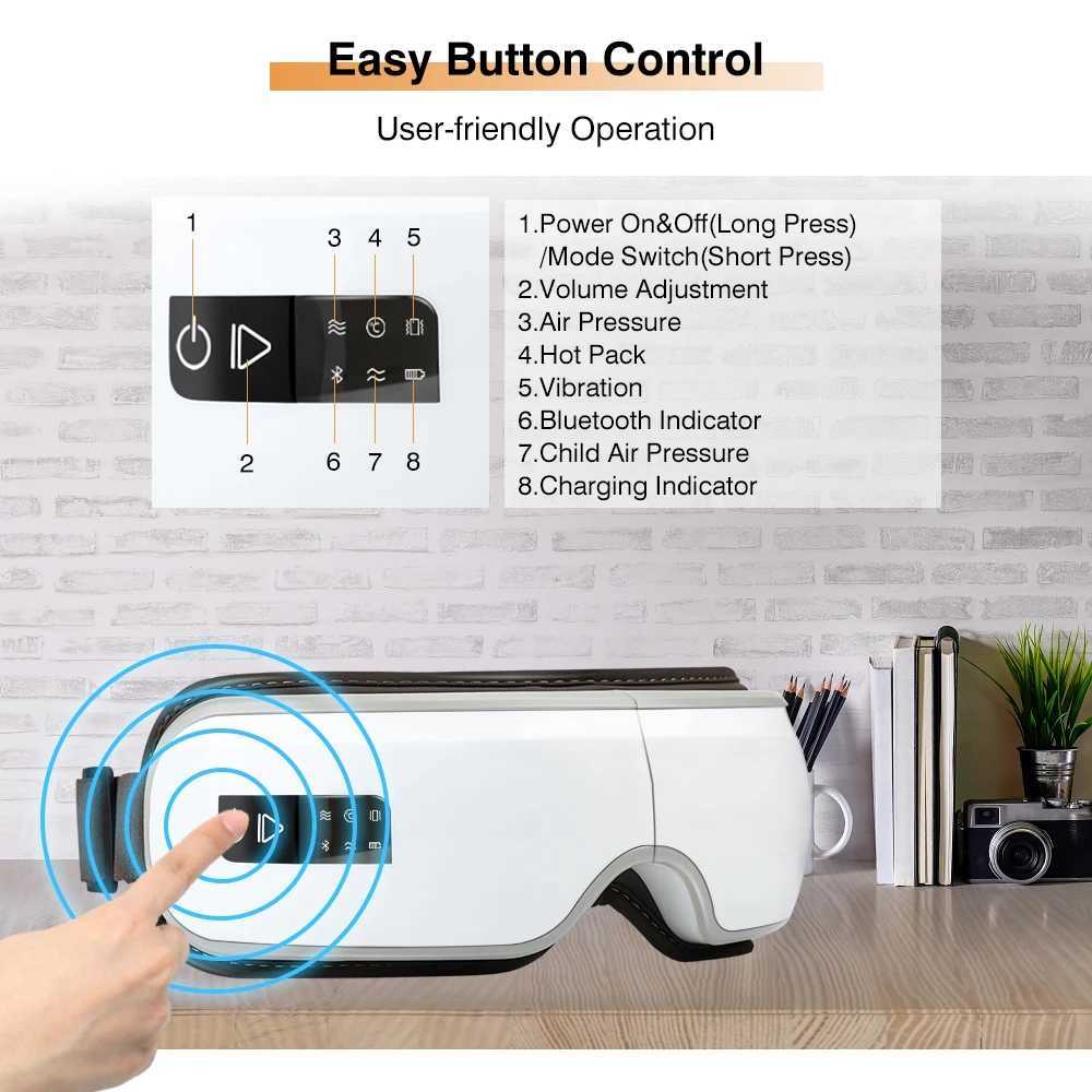 Intelligent Airbag vibrating eye massager hot compression Bluetooth music eye protection fatigue relief LED display screen for children or adultsXJ250