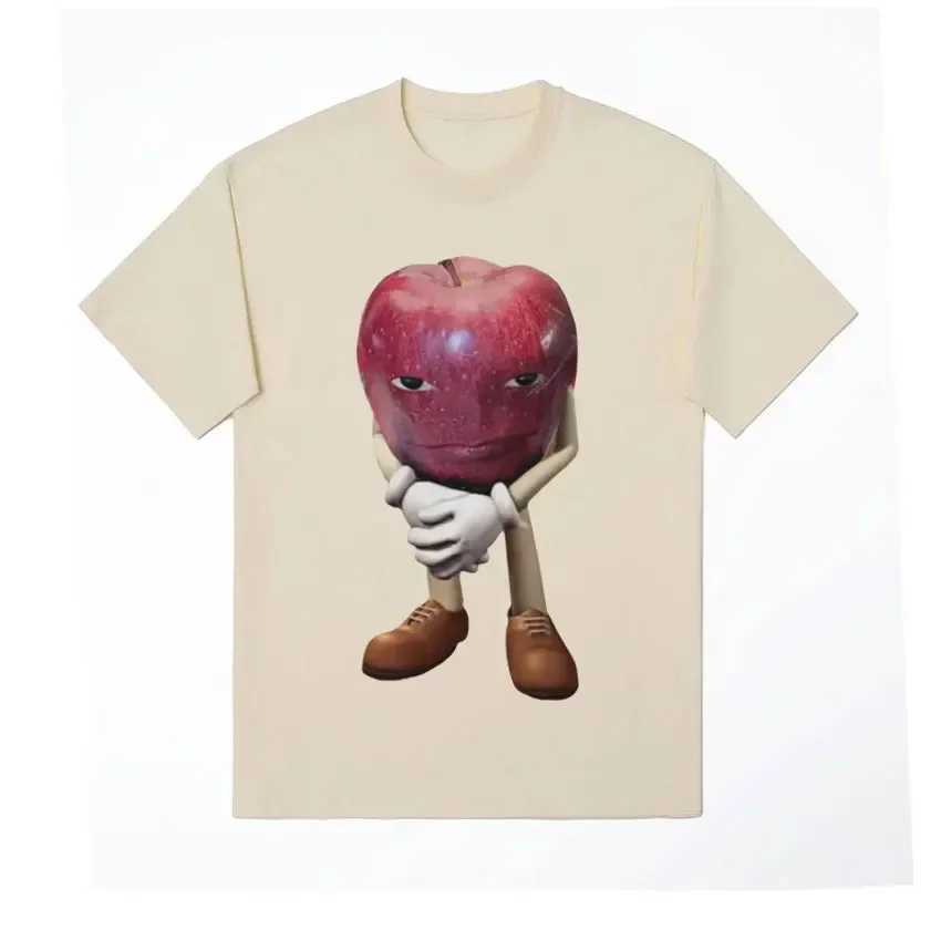 Funny Me Asf Apple with Face Meme T-shirt unisex fashion high-quality T-shirt mens retro casual short sleeved T-shirt top W250224