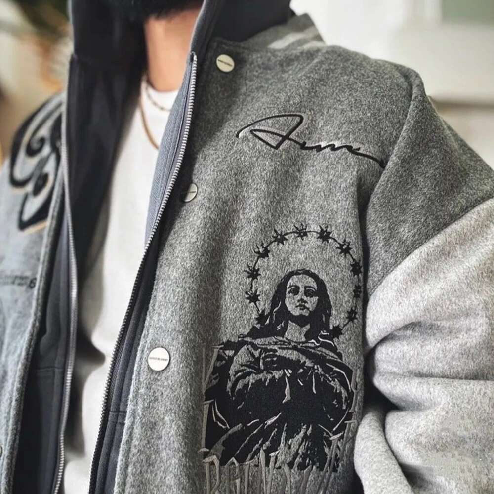 Trendy Heavy Embroidered Baseball American High Street Fashion Y2k Unisex Loose Retro Casual Hip-Hop Jacket Men