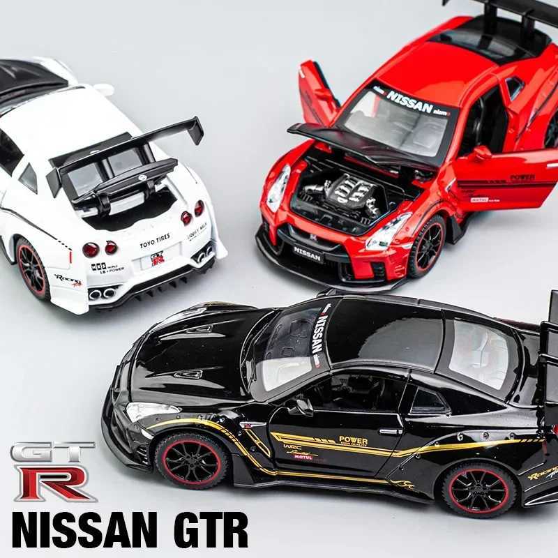 1 32 Nissan GTR R34 R35 alloy sports die-casting metal racing car model sound and light series childrens toy gift Free shipping
