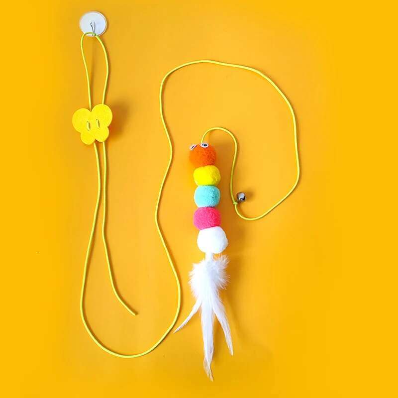 Pet Cat Toys Funny Kitten Self -hi Elastic Rope Dragoy Shape Feather Bell Teasing Stick Hanging Swing Thousands