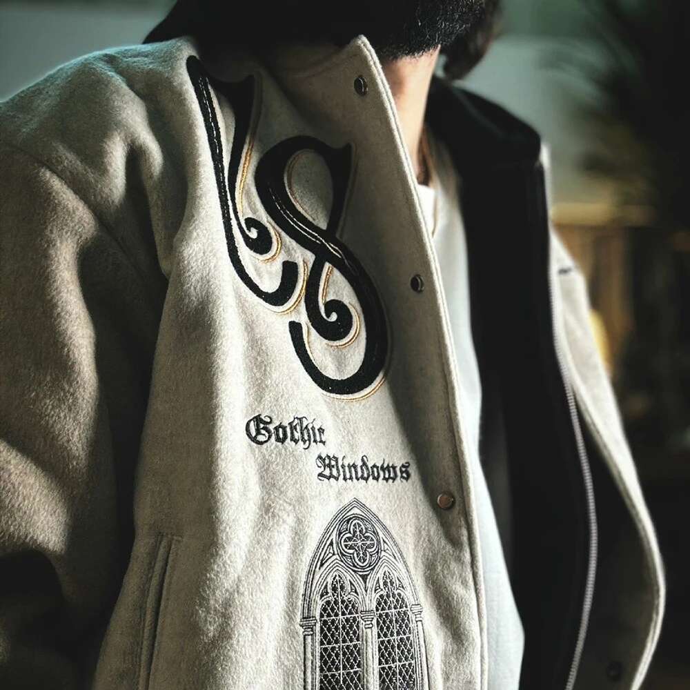 Trendy Heavy Embroidered Baseball American High Street Fashion Y2k Unisex Loose Retro Casual Hip-Hop Jacket Men