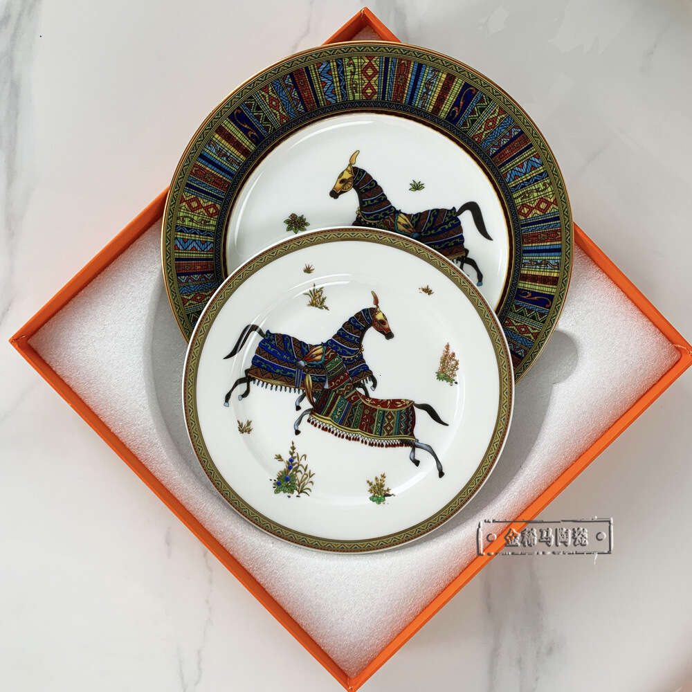 High End Exquisite Western Style Steak 10 Inch Round Shallow Plate, Hotel Banquet Ceramic Matu Tableware, Home Dessert Plate