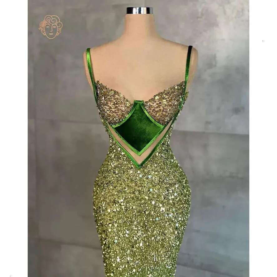 Gorgeous Prom Sequined Mermaid Dresses Hollow Spaghetti Feathers Zipper Backless Or Length Plus Size Custom Made Party Dress Vestido De Noite