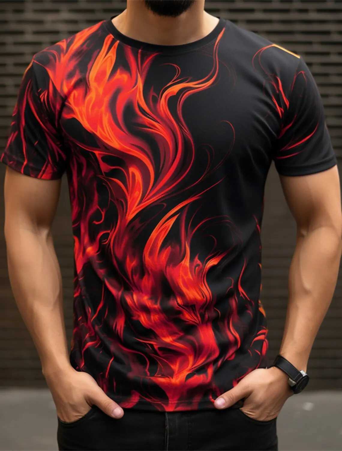 Fashion Mens Trend T-Shirts Short Sleeve Flame Series 3d Printed Street T Shirt 6XL Plus Size O-Neck Casual Tops W250224