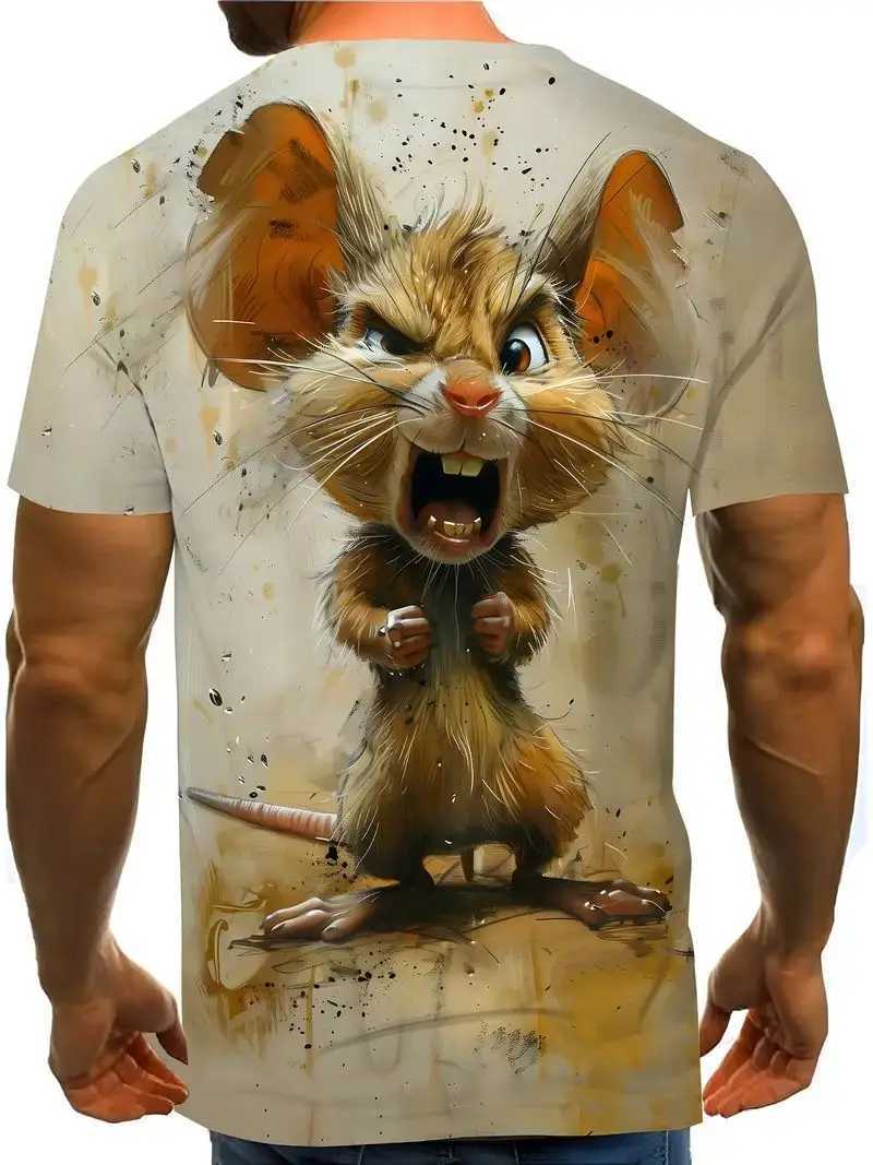 Cool Mouse 3D Animal Pattern US Printing Personalized Fashion Trend Fun Leisure Daily Short Sleeve Trend Mens T-shirt W250224