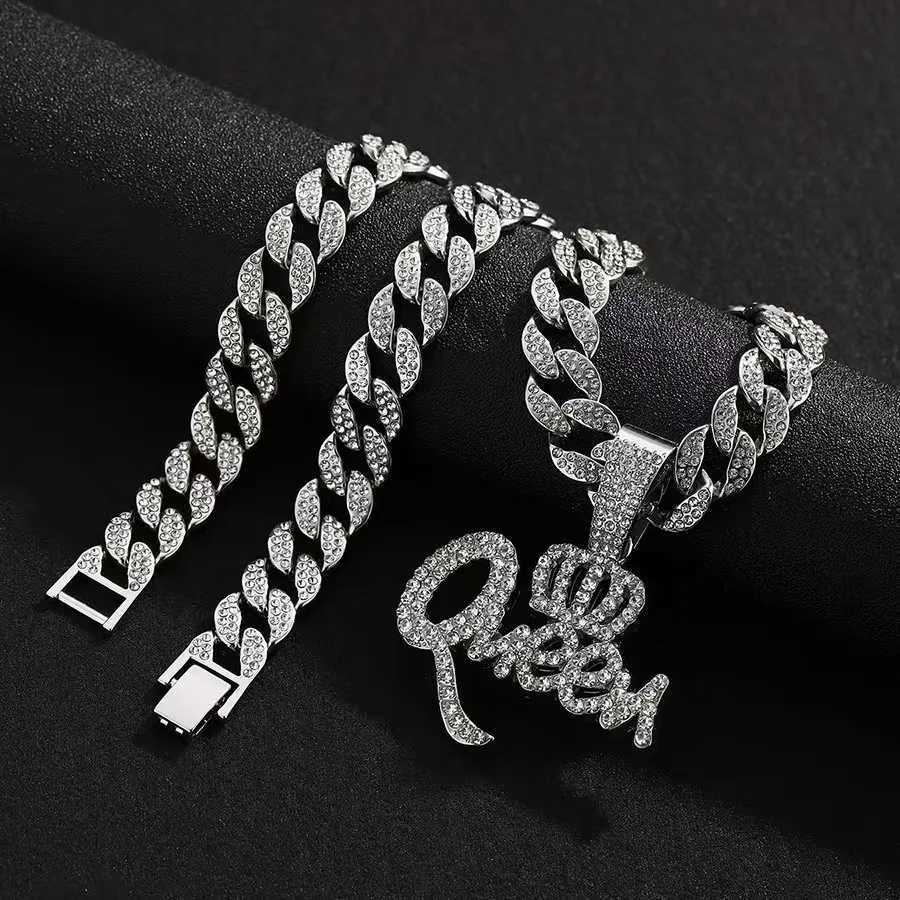 Hip Hop Alloy Fl Diamond Crown Pendant Mens Cuban Chain Jewelry X250224