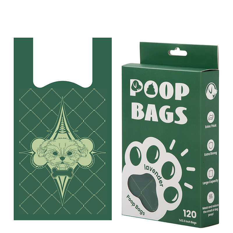 DHpet Ultra Thick Lavender - Scented Leak - Proof Pet Waste Disposal Bags with Tie Handles for Litter Boxes & Dog Poop, Disposable 120Bags