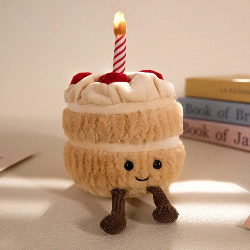 Lifelike Strawberry Cake Plush Toys Cute Stuffed Fruit Ice Cream Snack Birthday Candle Party Decor Gift for Kids Baby 250221