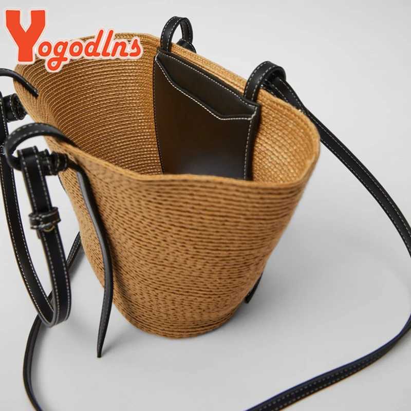 Designer Bag Handbag Tote bag Designer Ydlns Summer Str Totes Women Large Capacity Rattan Handle Splicing Color Beach Travel Woven Bag Bolsac250222 Sh